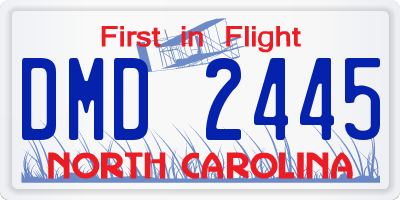 NC license plate DMD2445