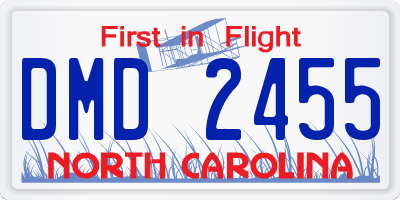 NC license plate DMD2455