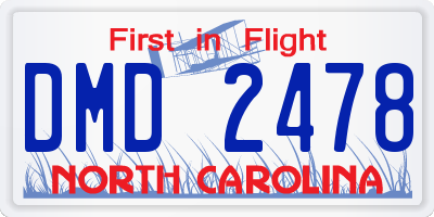 NC license plate DMD2478