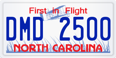 NC license plate DMD2500