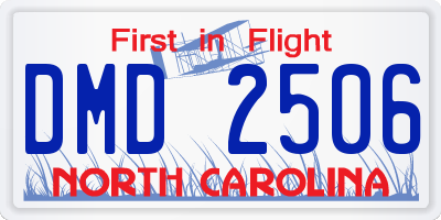 NC license plate DMD2506
