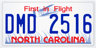 NC license plate DMD2516