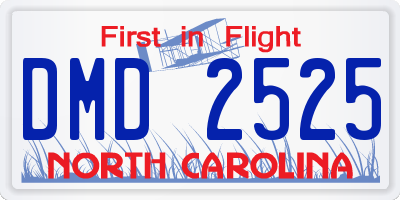 NC license plate DMD2525