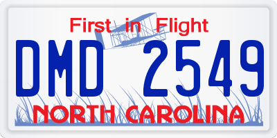 NC license plate DMD2549