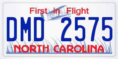 NC license plate DMD2575