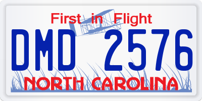 NC license plate DMD2576