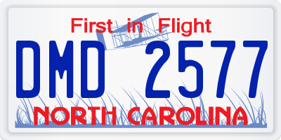 NC license plate DMD2577