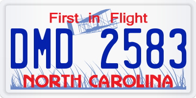 NC license plate DMD2583