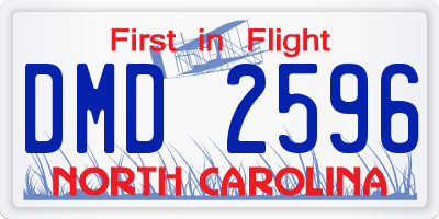 NC license plate DMD2596