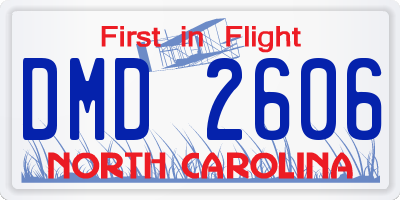 NC license plate DMD2606