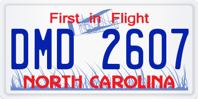 NC license plate DMD2607