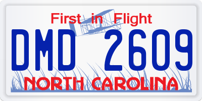 NC license plate DMD2609