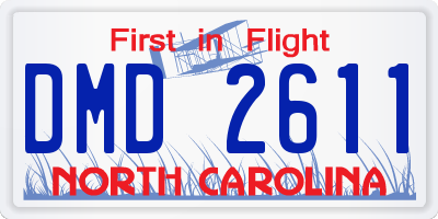 NC license plate DMD2611