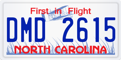 NC license plate DMD2615