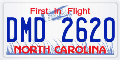 NC license plate DMD2620