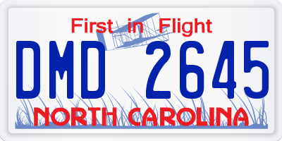 NC license plate DMD2645