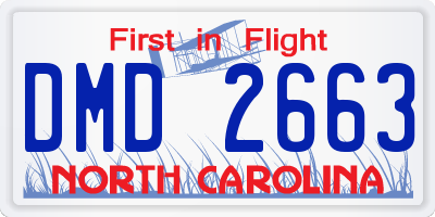 NC license plate DMD2663