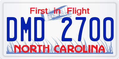 NC license plate DMD2700