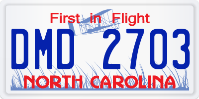 NC license plate DMD2703