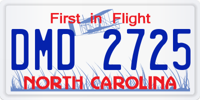 NC license plate DMD2725