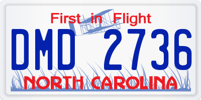 NC license plate DMD2736