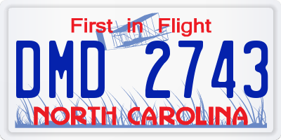 NC license plate DMD2743
