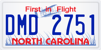 NC license plate DMD2751