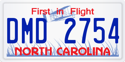 NC license plate DMD2754