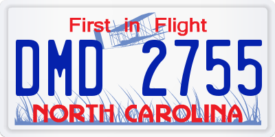 NC license plate DMD2755