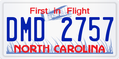 NC license plate DMD2757