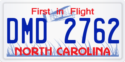 NC license plate DMD2762