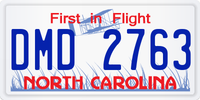 NC license plate DMD2763