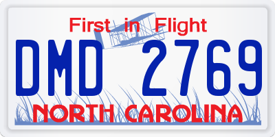 NC license plate DMD2769
