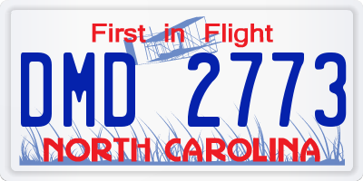 NC license plate DMD2773