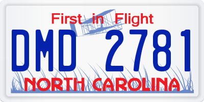 NC license plate DMD2781