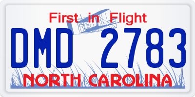 NC license plate DMD2783