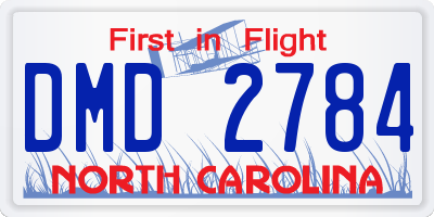 NC license plate DMD2784