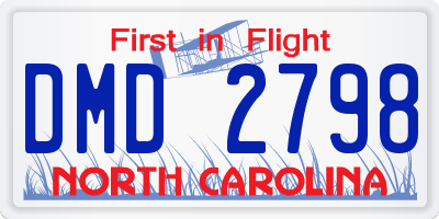 NC license plate DMD2798