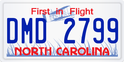 NC license plate DMD2799