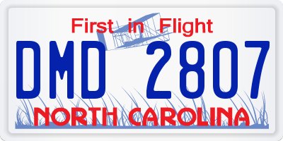 NC license plate DMD2807