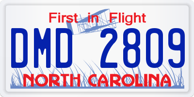 NC license plate DMD2809