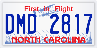 NC license plate DMD2817