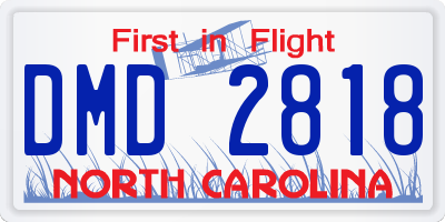NC license plate DMD2818