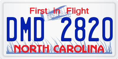 NC license plate DMD2820