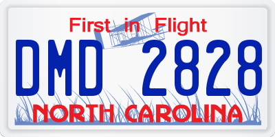 NC license plate DMD2828