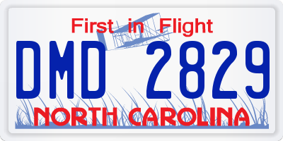 NC license plate DMD2829