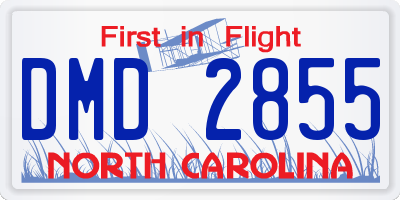 NC license plate DMD2855