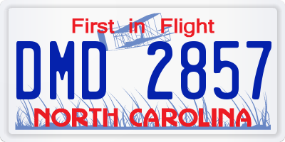 NC license plate DMD2857