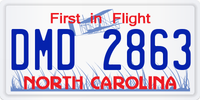 NC license plate DMD2863