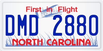 NC license plate DMD2880